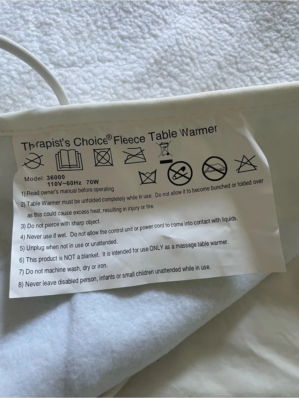 White Electric Heated Mattress Pad with Controller